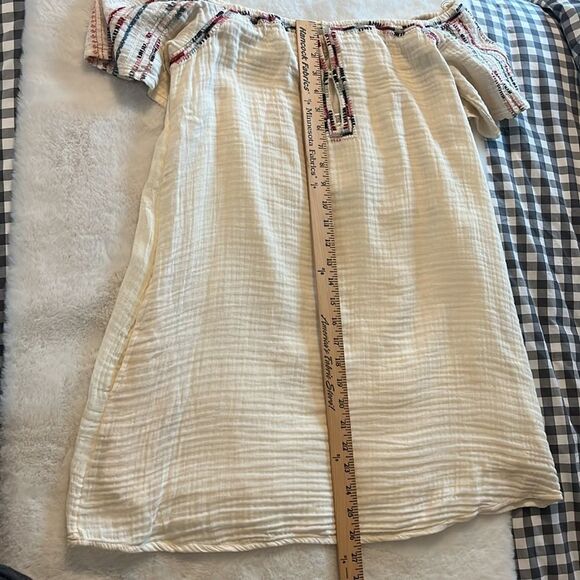 New! ZARA Dress Embroidered Off The Shoulder Boho  Off White/ Ivory - Picture 14 of 15